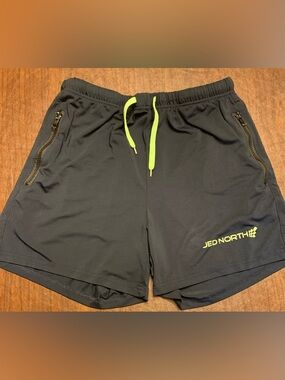 Jed North Black Athletic Shorts with Neon Yellow Drawcord